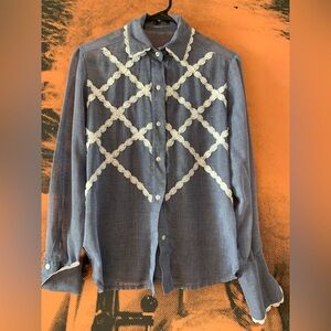 Vintage Western Criss Cross Lace Design BOHO Shirt